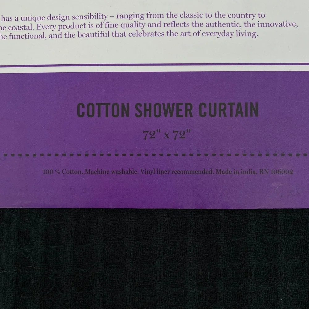 Martha Stewart Shower Curtain Black Waffle Weave Tassel Ghost Halloween Spooky